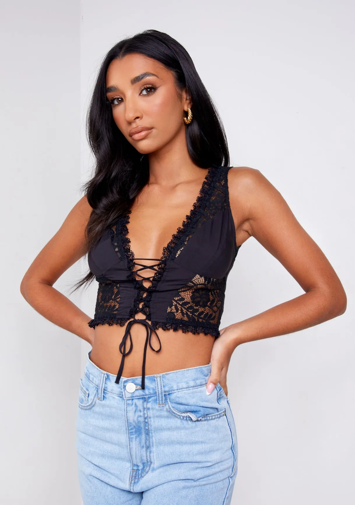 Kyla Black Lace Frill Corset Top sold by Missy Empire product image thumbnail 3