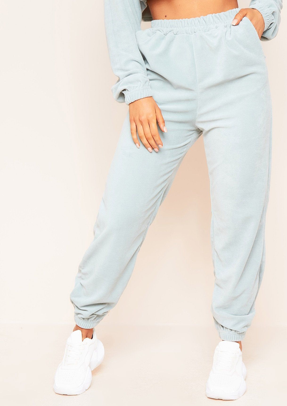 Elma Mint Blue Velour Joggers sold by Missy Empire product image thumbnail 2