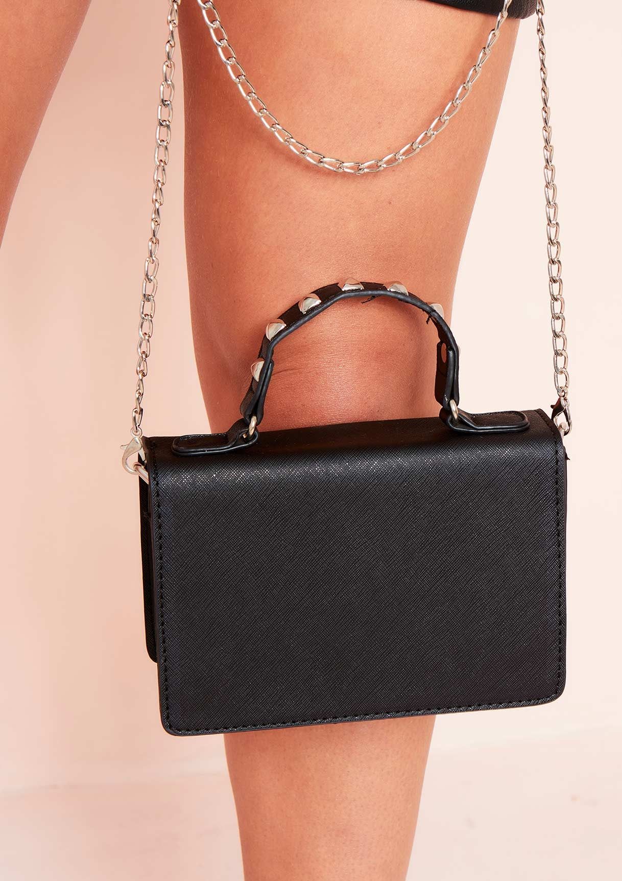 Nancy Black Stud Handle Mini Chain Bag sold by Missy Empire product image thumbnail 2