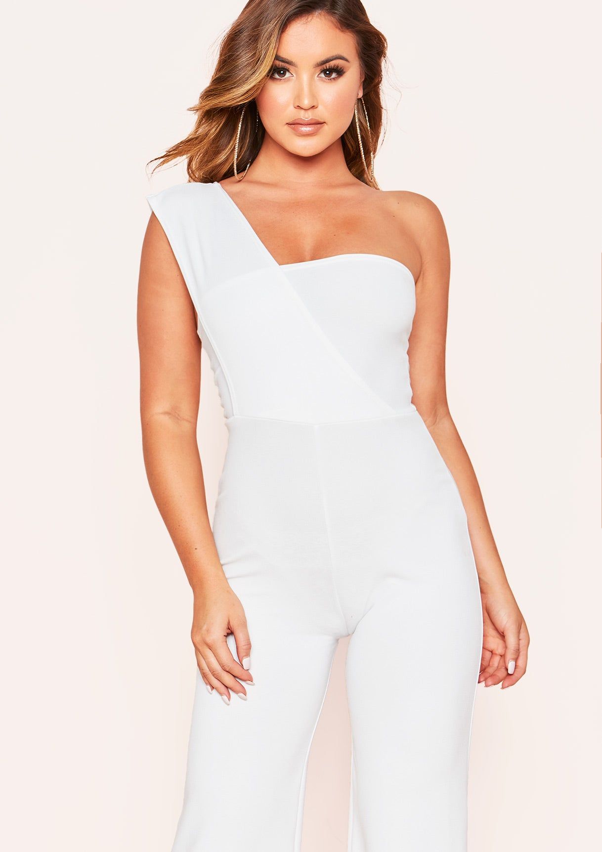 Chelsea White One Shoulder Jumpsuit sold by Missy Empire product image thumbnail 4