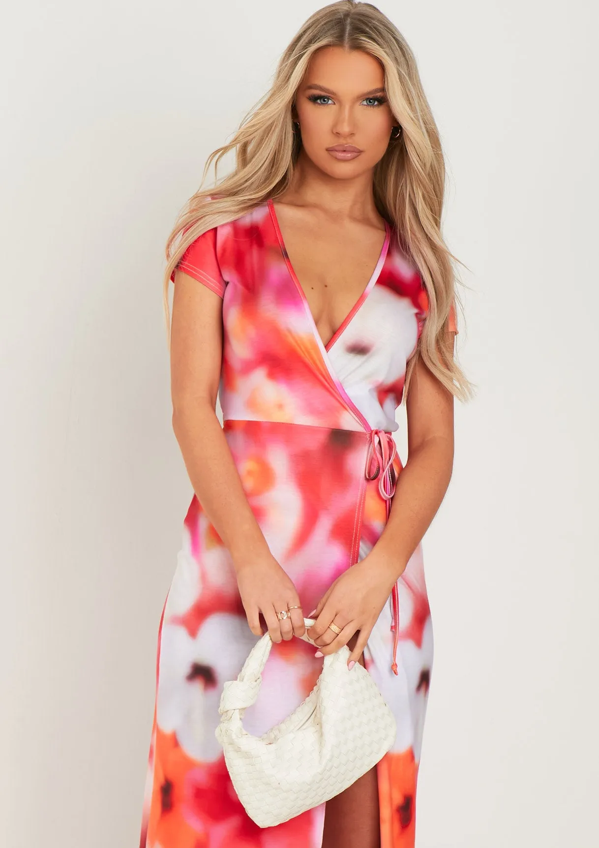 Gloria Pink Floral Print Wrap Maxi Dress sold by Missy Empire product image thumbnail 2