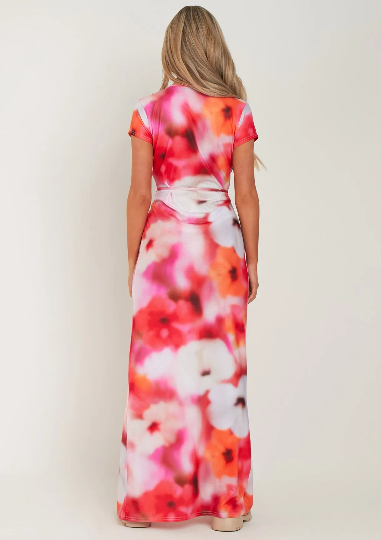 Gloria Pink Floral Print Wrap Maxi Dress sold by Missy Empire product image thumbnail 4