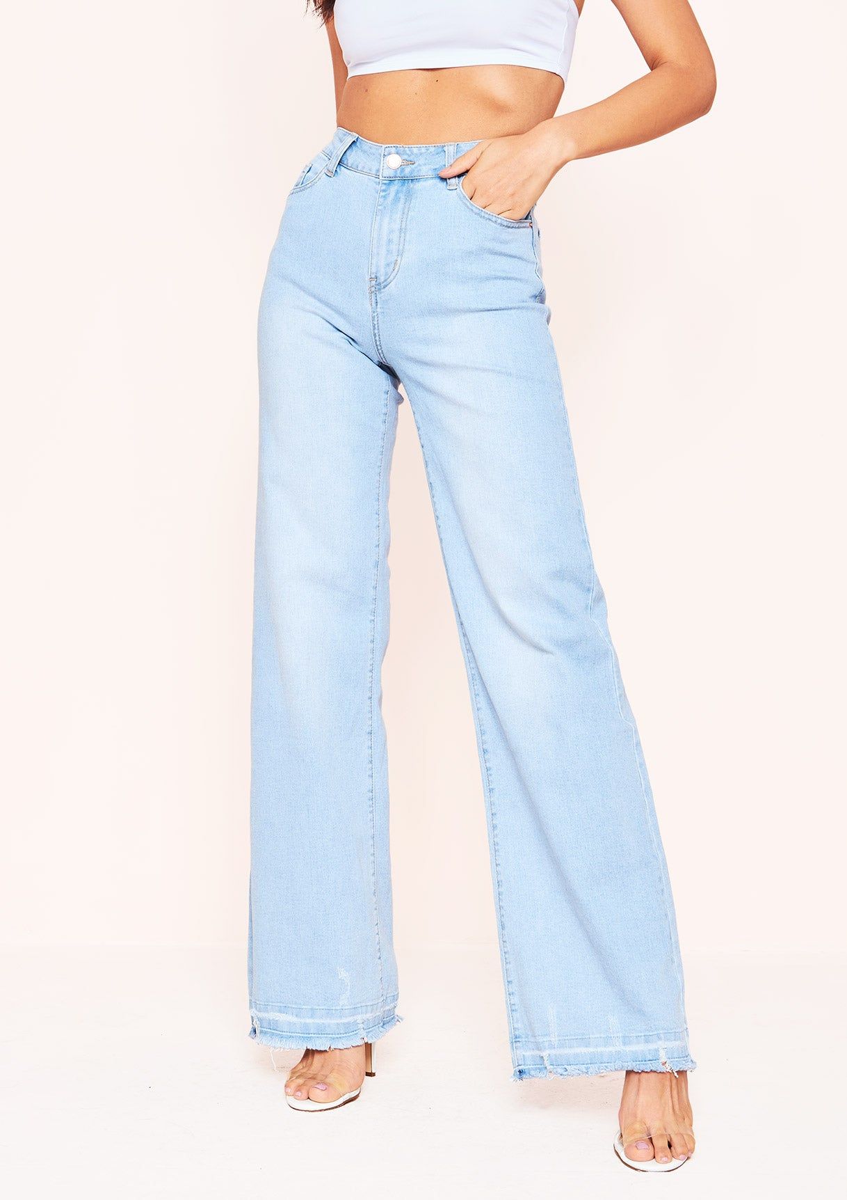 Jenny Light Denim High Waist Wide Leg Jeans sold by Missy Empire product image thumbnail 3