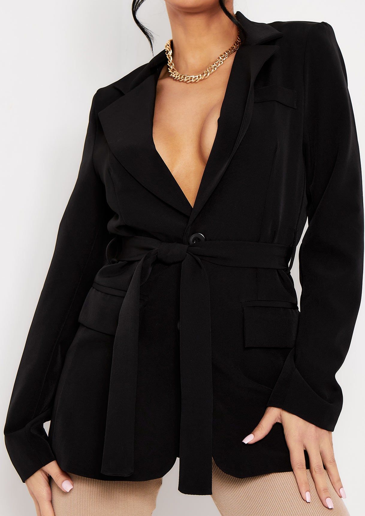Saria Black Belted Blazer sold by Missy Empire product image thumbnail 2