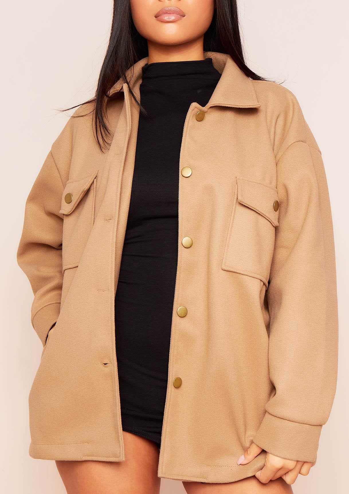 Lana Beige Pocket Front Shacket sold by Missy Empire product image thumbnail 3