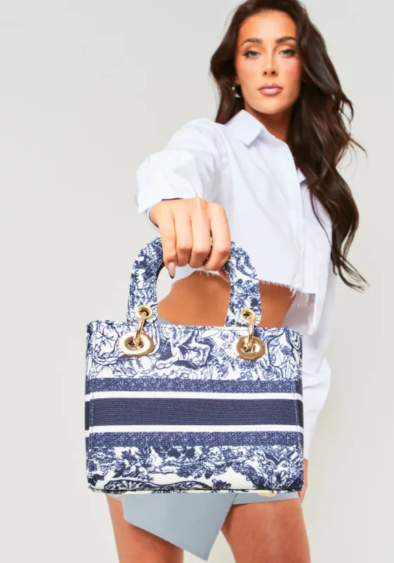 Polly Blue Canvas Grab Bag sold by Missy Empire