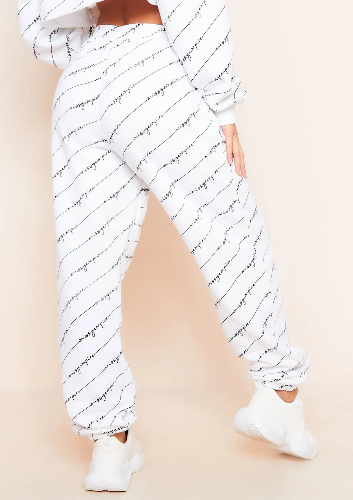 Eliora White Missy Empire Repetitive Slogan Joggers sold by Missy Empire product image thumbnail 3