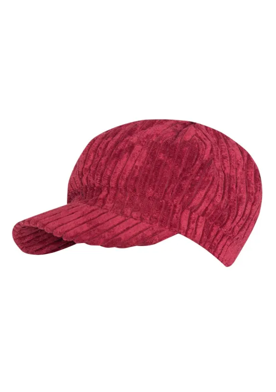 Lena Wine Ribbed Baker Boy Hat sold by Missy Empire
