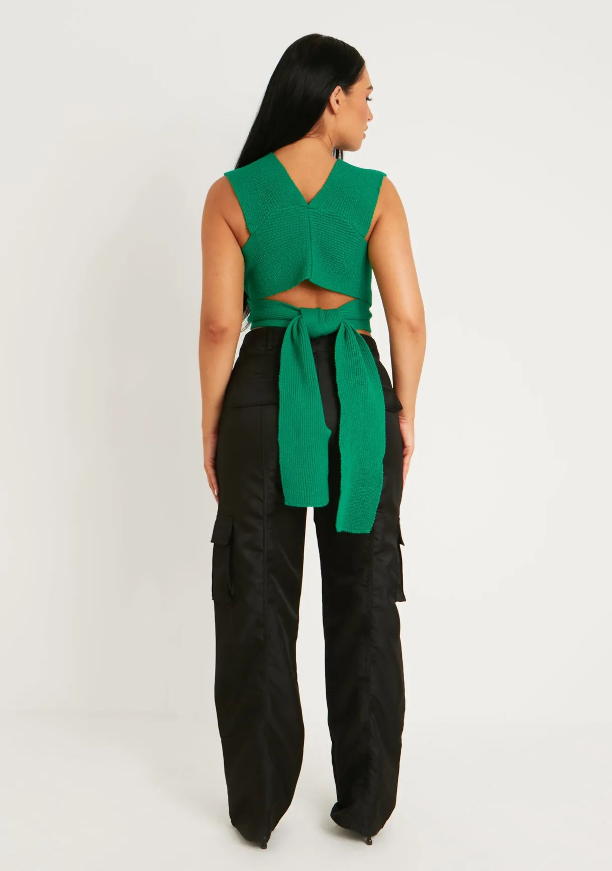 Daphne Green Knitted Wrap Crop Top sold by Missy Empire product image thumbnail 3