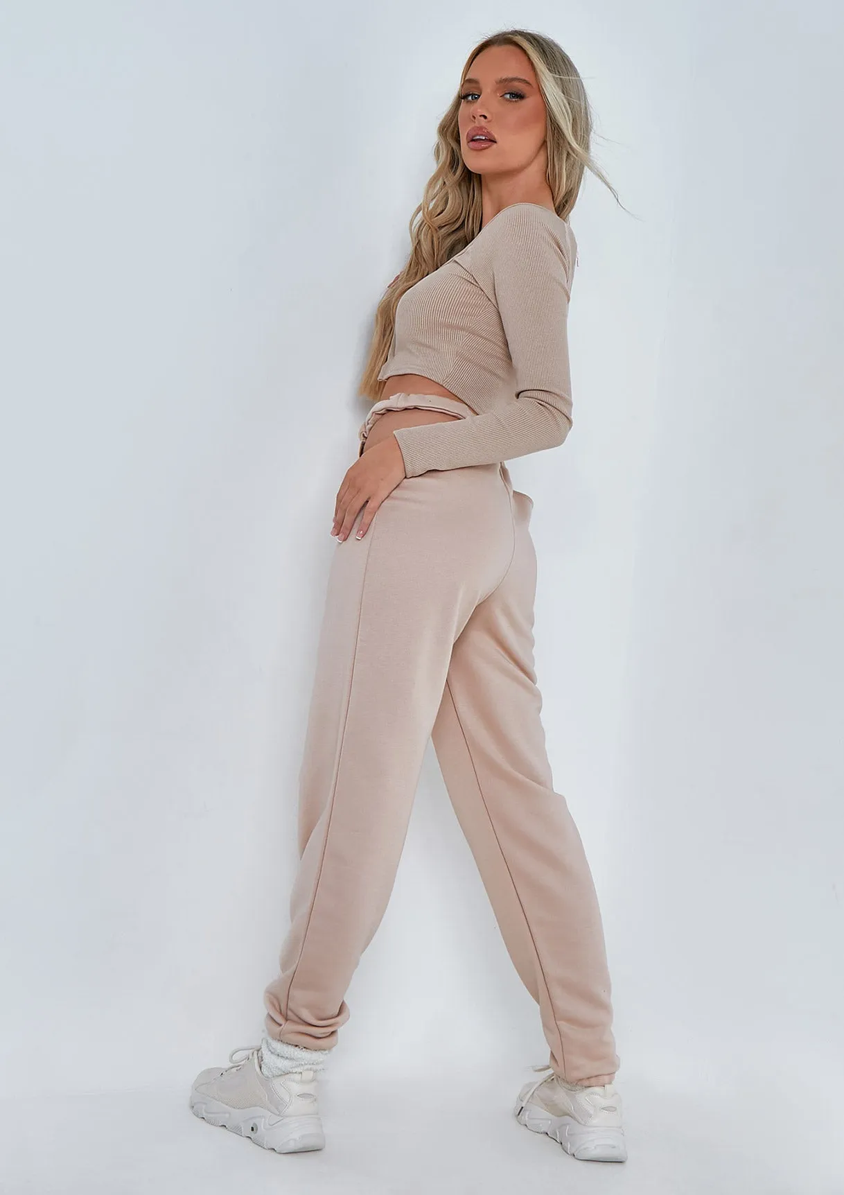 Marcella Beige Cut Out Waist Loop Back Jogger sold by Missy Empire product image thumbnail 3