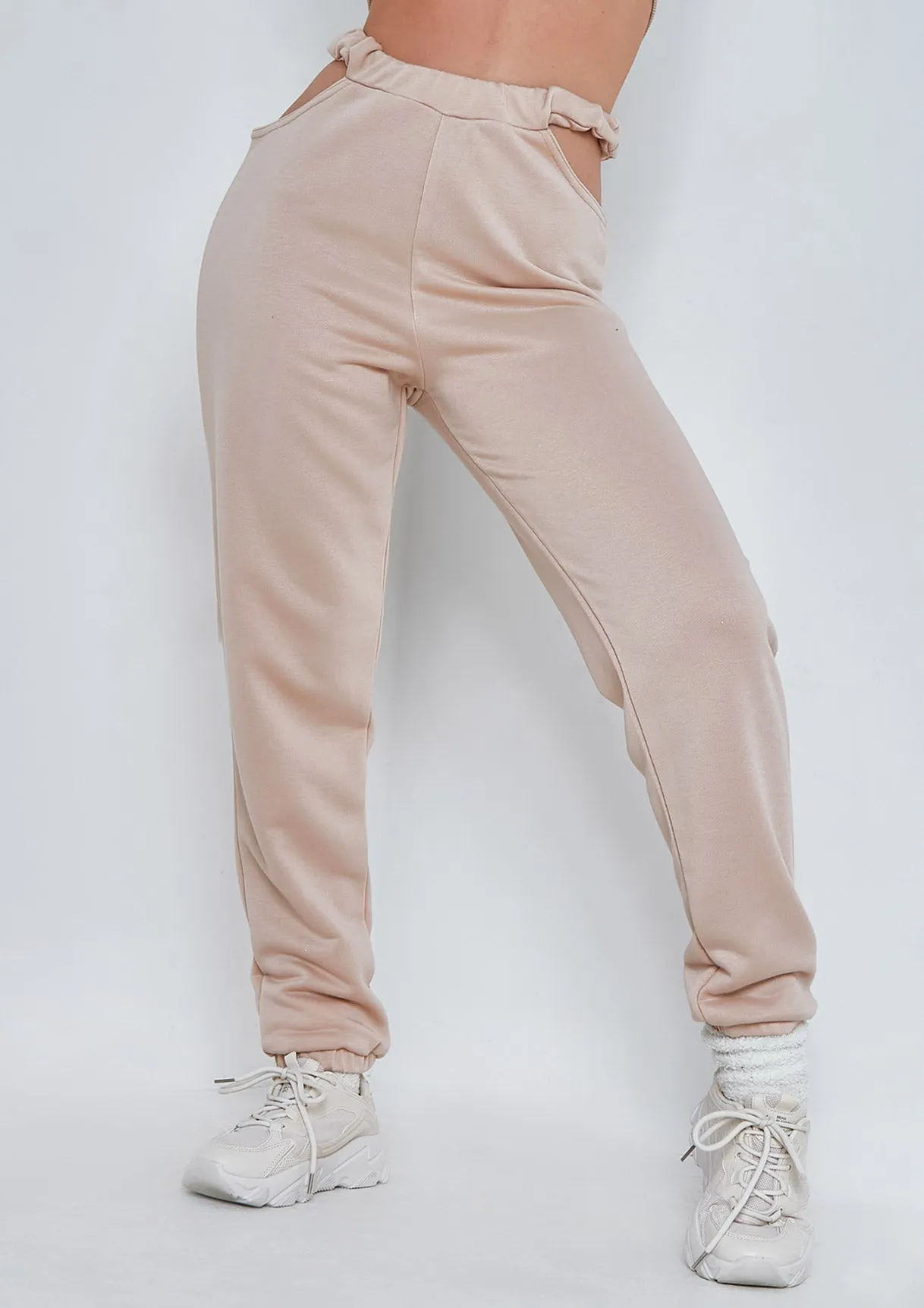 Marcella Beige Cut Out Waist Loop Back Jogger sold by Missy Empire product image thumbnail 4