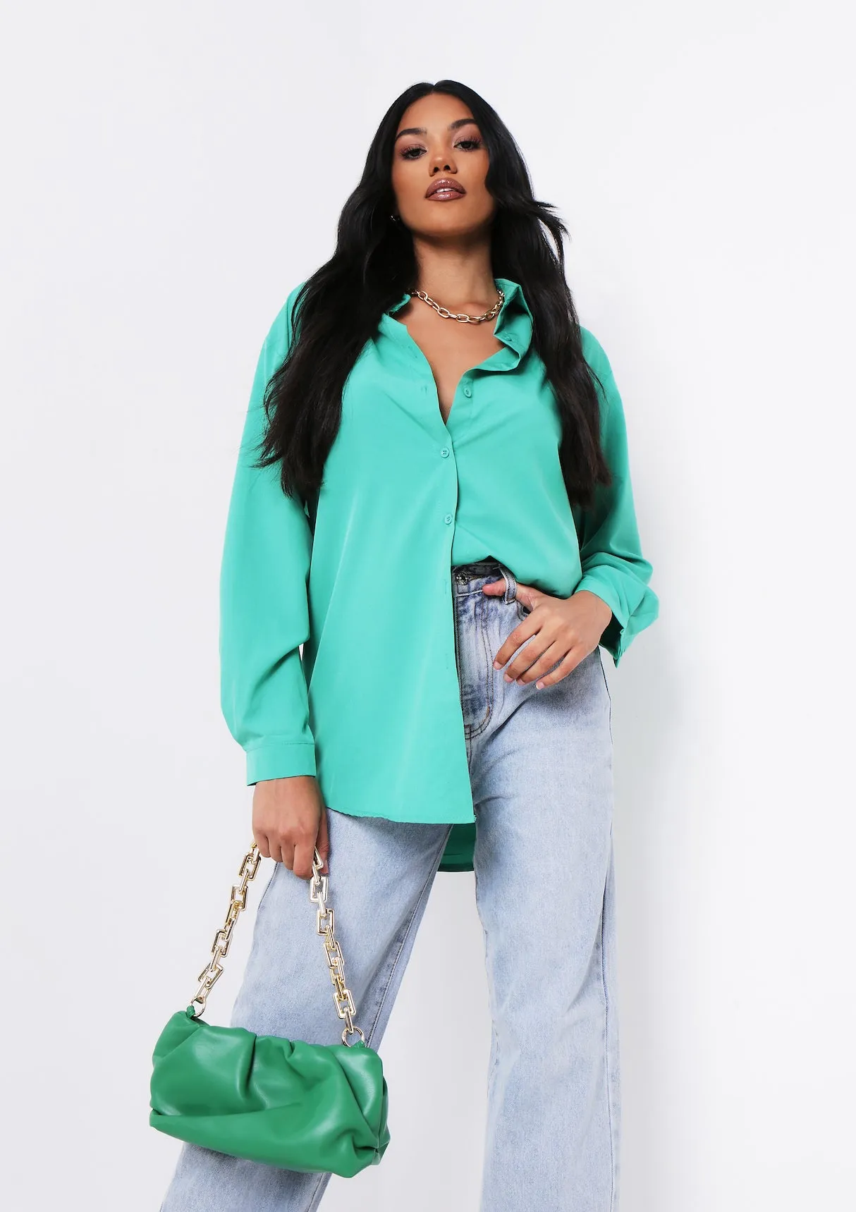 Aliza Green Oversized Button Up Shirt sold by Missy Empire product image thumbnail 2