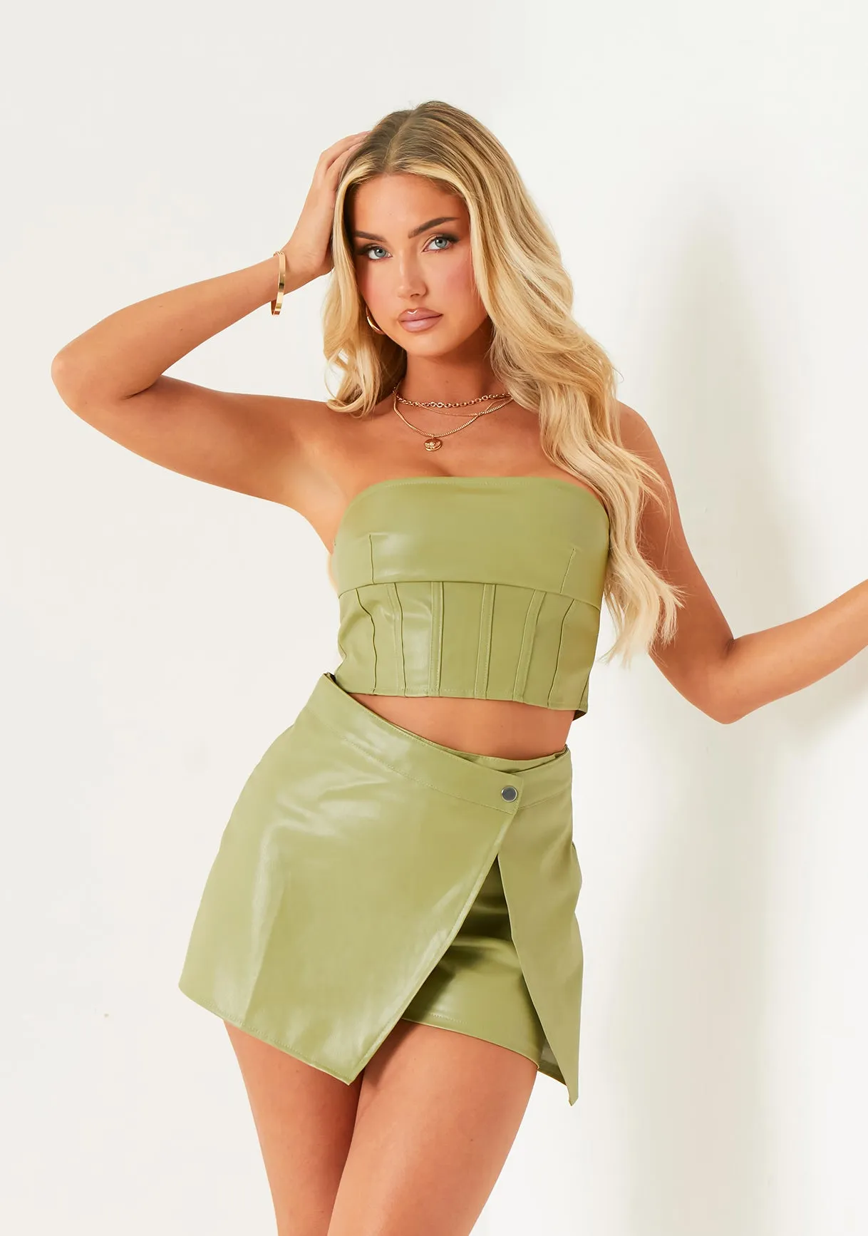 Aiyana Green Faux Leather Corset Top sold by Missy Empire