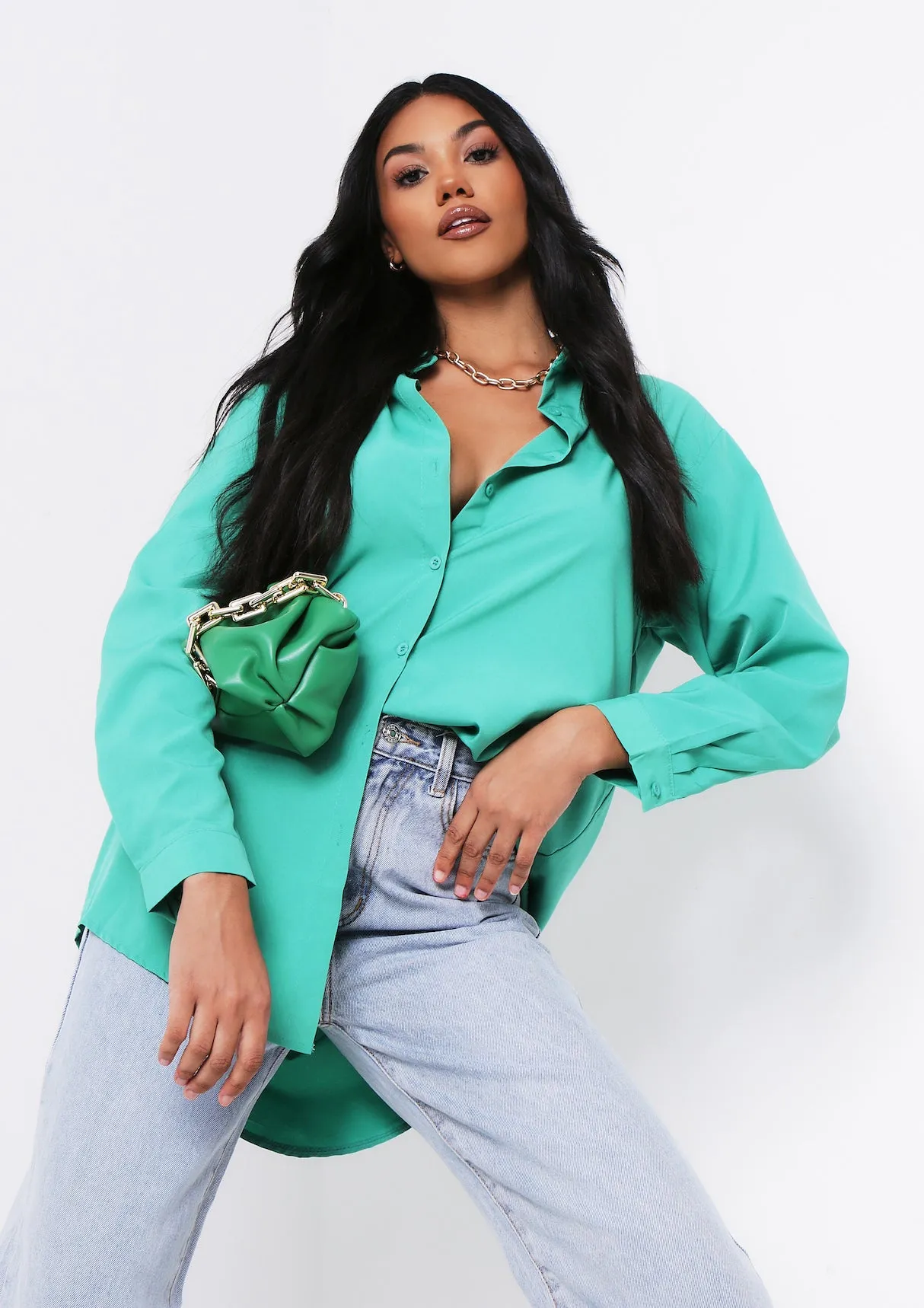 Aliza Green Oversized Button Up Shirt sold by Missy Empire product image thumbnail 3