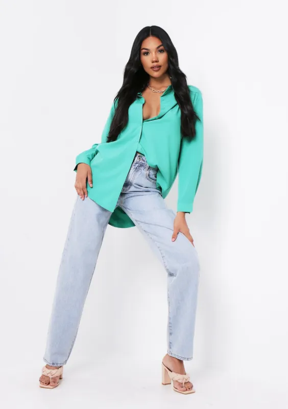 Aliza Green Oversized Button Up Shirt made by Missy Empire