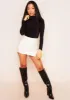 Allie Black Slinky Double Thickness High Neck Bodysuit sold by Missy Empire