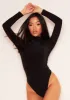 Allie Black Slinky Double Thickness High Neck Bodysuit sold by Missy Empire