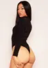 Allie Black Slinky Double Thickness High Neck Bodysuit sold by Missy Empire