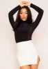 Allie Black Slinky Double Thickness High Neck Bodysuit sold by Missy Empire