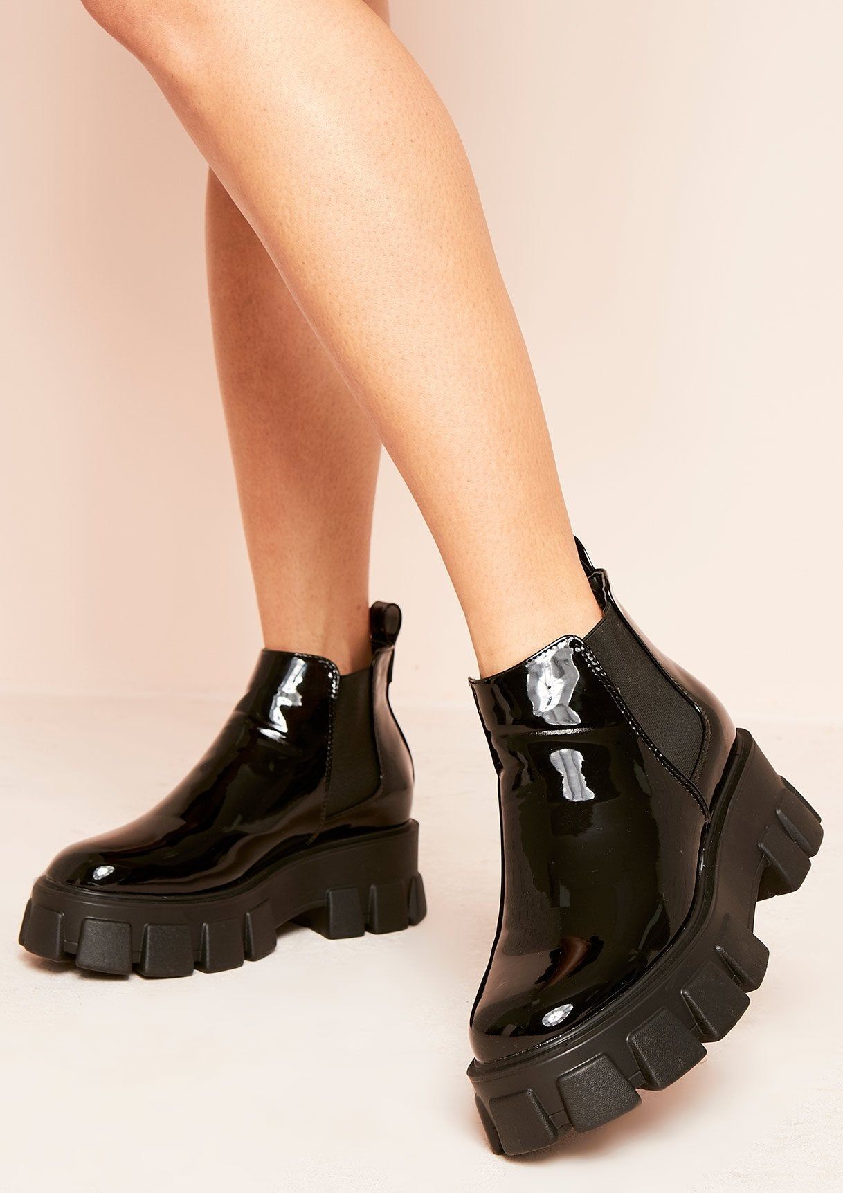 Kimmy Black PU Chelsea Ankle Boots sold by Missy Empire