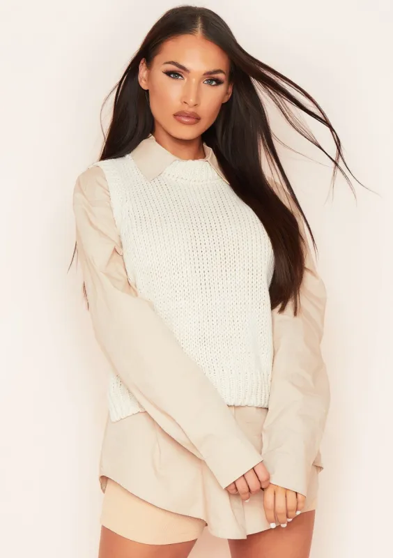 Claire Stone Thick Knitted Vest Top sold by Missy Empire