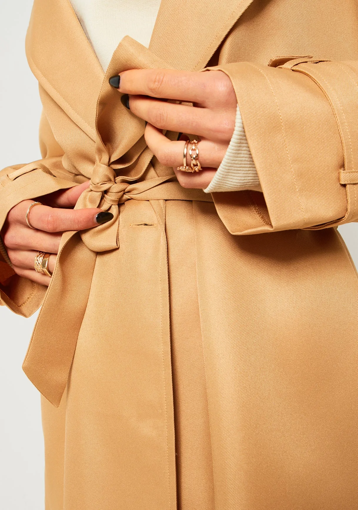 Janelle Beige Longline Classic Trench Coat sold by Missy Empire product image thumbnail 3