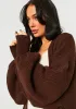 Nathalie Chocolate Balloon Sleeve Knitted Cardigan sold by Missy Empire