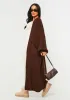 Nathalie Chocolate Balloon Sleeve Knitted Cardigan sold by Missy Empire
