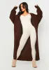 Nathalie Chocolate Balloon Sleeve Knitted Cardigan sold by Missy Empire