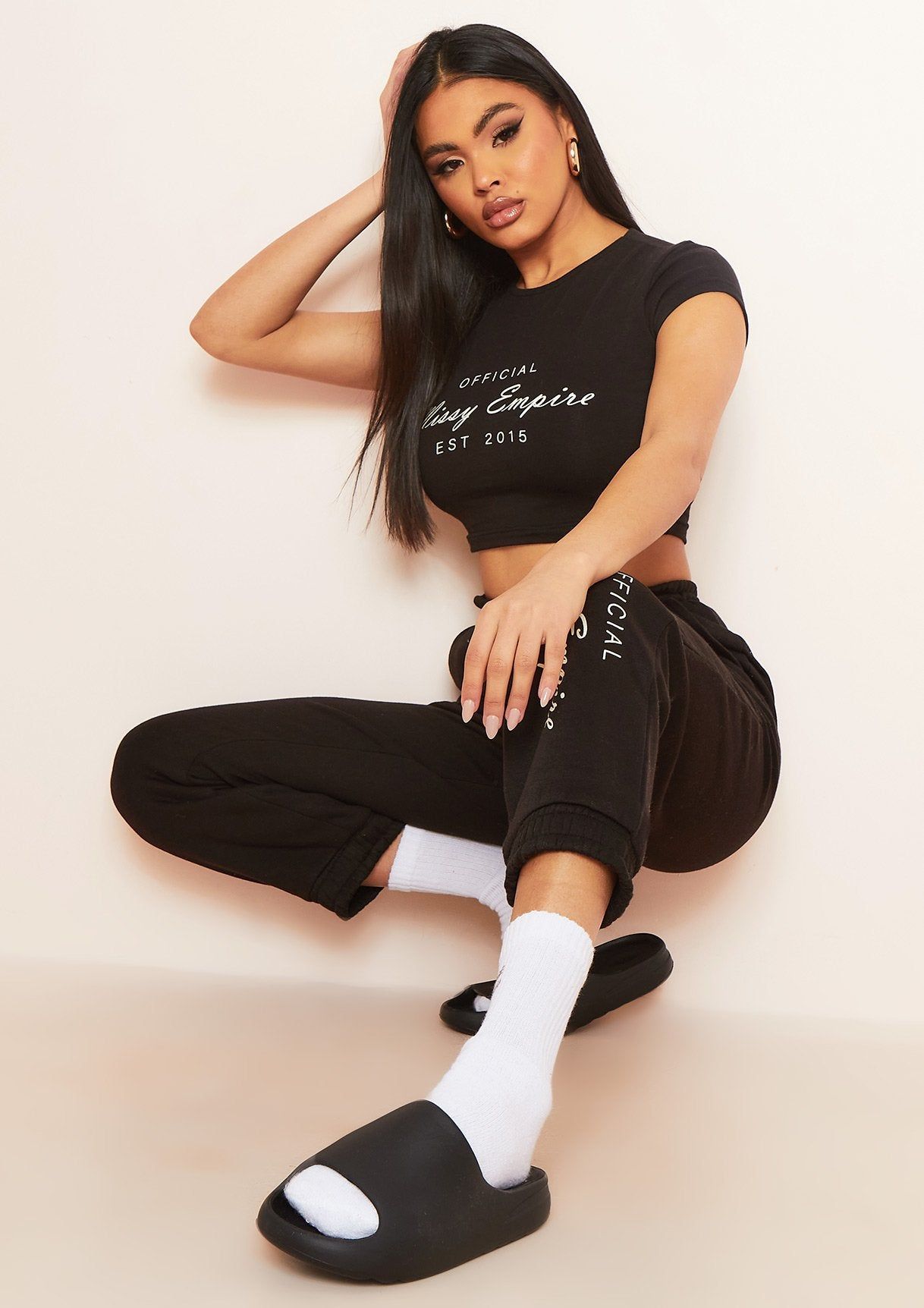 Sara Black Missy Empire Slogan Cap Sleeve Crop Top sold by Missy Empire product image thumbnail 4