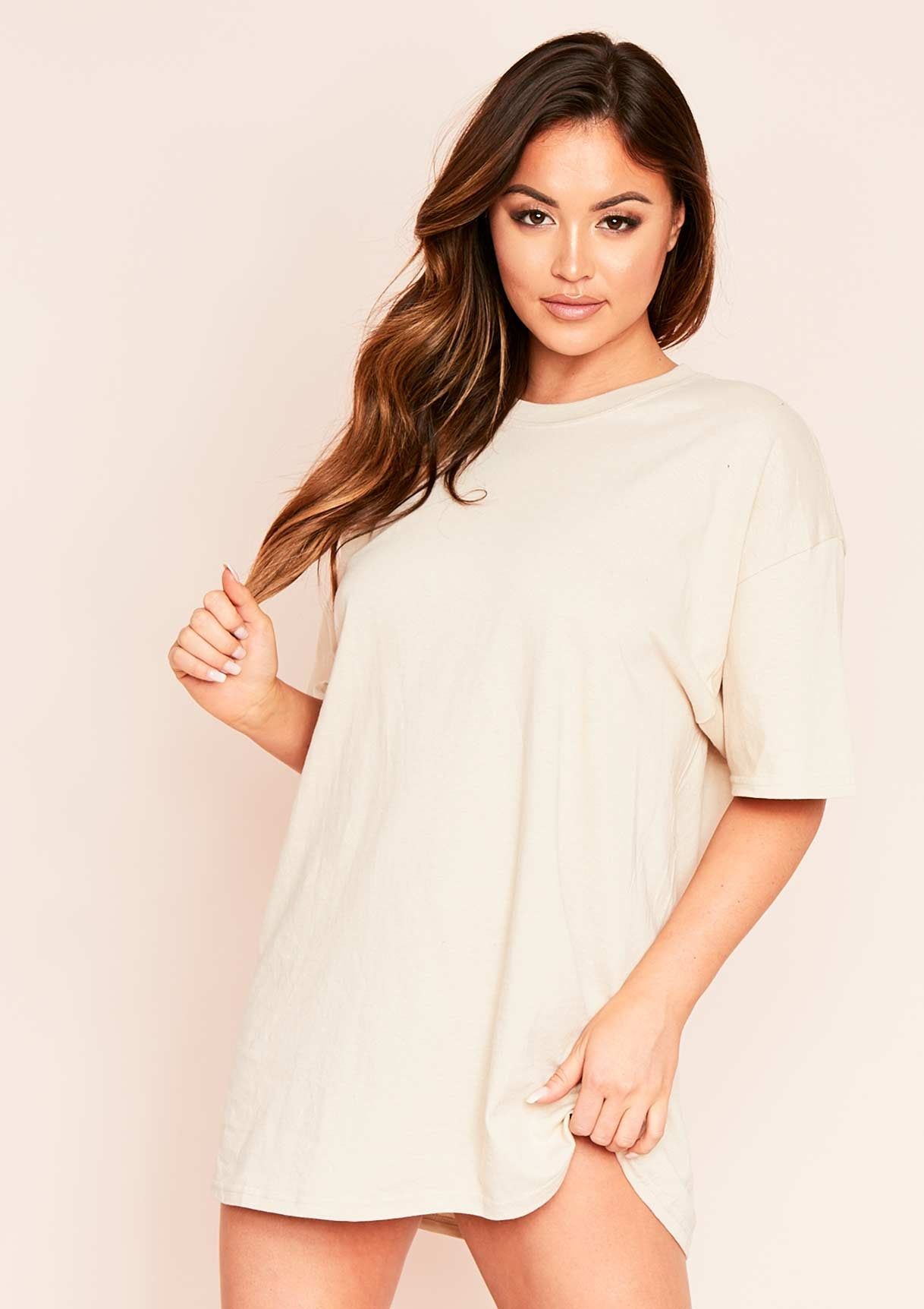 Amiya Beige Missy Empire Oversized T-Shirt sold by Missy Empire product image thumbnail 2