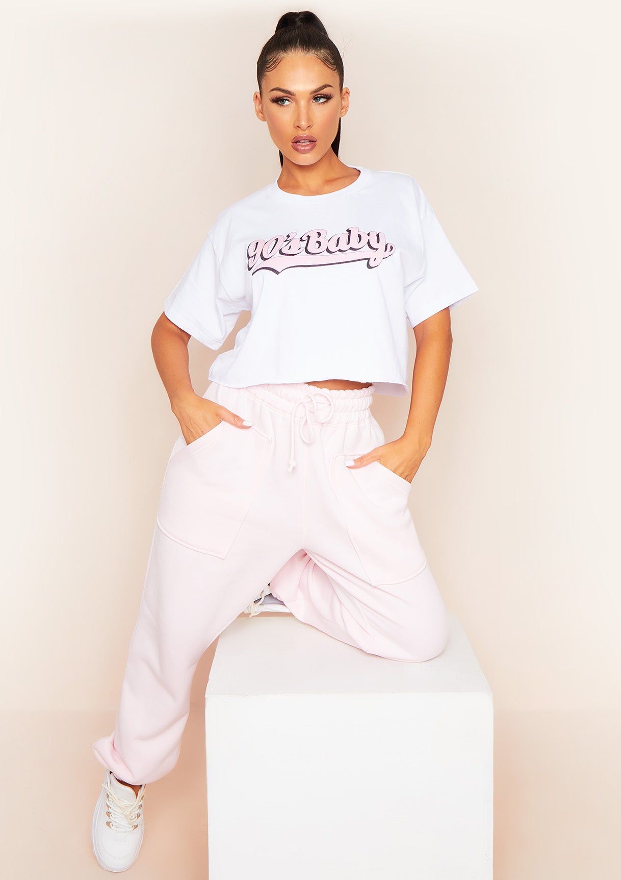Ashley White 90s Baby Slogan Oversized Crop T-Shirt sold by Missy Empire product image thumbnail 4