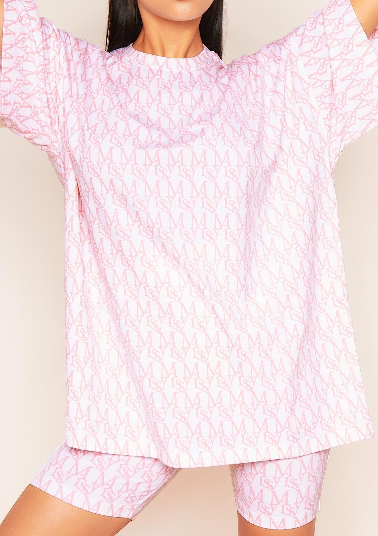 Heidi Pink Missy Print Branded Oversized T-Shirt sold by Missy Empire product image thumbnail 3