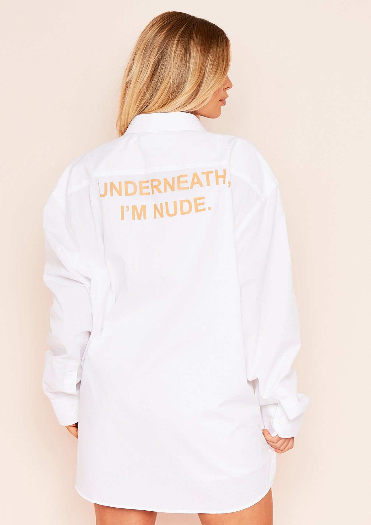 Abigail White Oversized Slogan Shirt sold by Missy Empire
