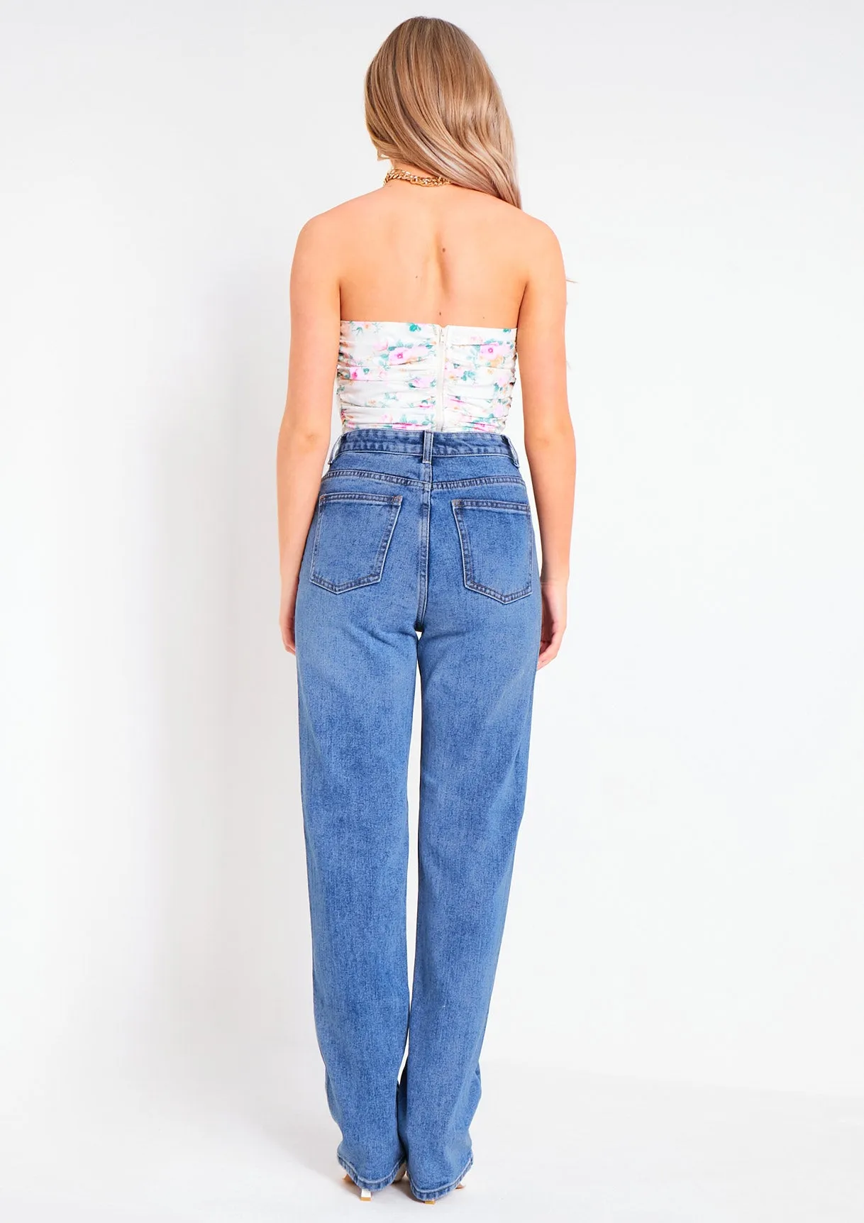 Ivy Blue Mid Wash Straight Leg Jeans sold by Missy Empire product image thumbnail 3