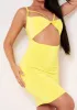 Keily Yellow Strappy Cut Out Slinky Mini Dress sold by Missy Empire