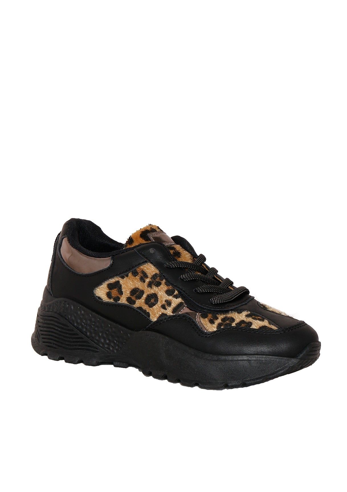Zora Black Leopard Print Chunky Trainers sold by Missy Empire product image thumbnail 3