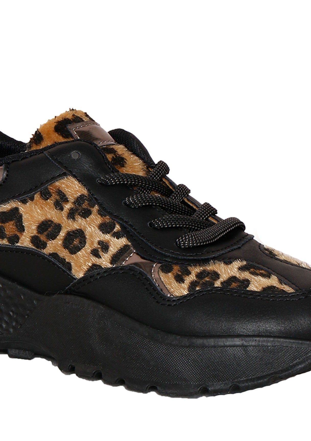 Zora Black Leopard Print Chunky Trainers sold by Missy Empire product image thumbnail 4