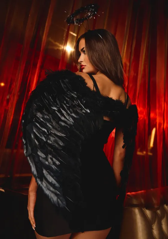 Cici Black Halloween Angel Feather Wings sold by Missy Empire
