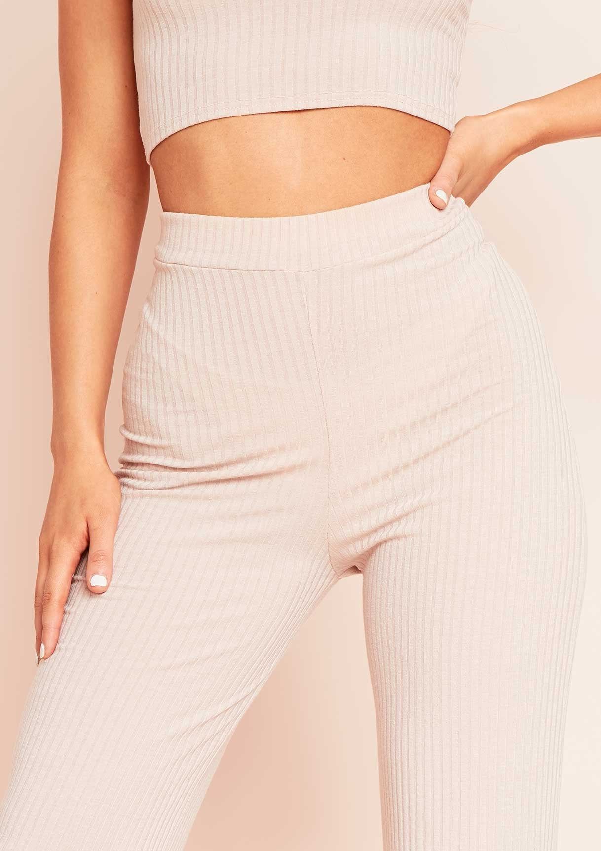 Aubrey Pink Mix & Match Ribbed Lounge Wide Leg Trousers sold by Missy Empire product image thumbnail 3