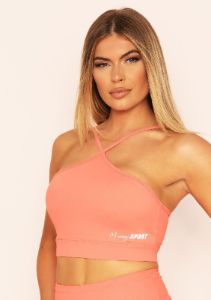 Ava Peach Missy Sport Cross Strap Halterneck Gym Crop Top sold by Missy Empire