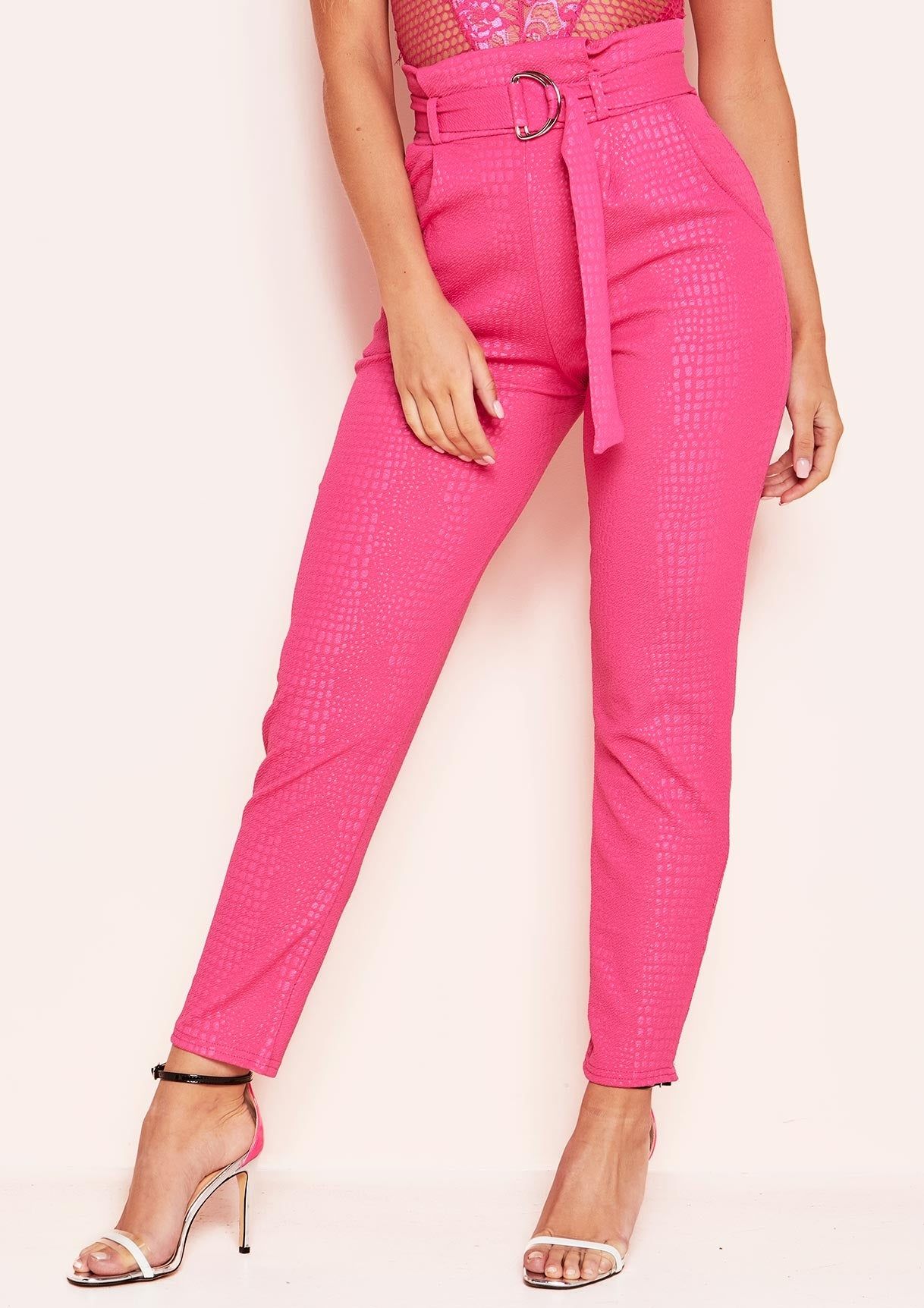 Jade Pink Snake Print Belted Skinny Trousers sold by Missy Empire product image thumbnail 3