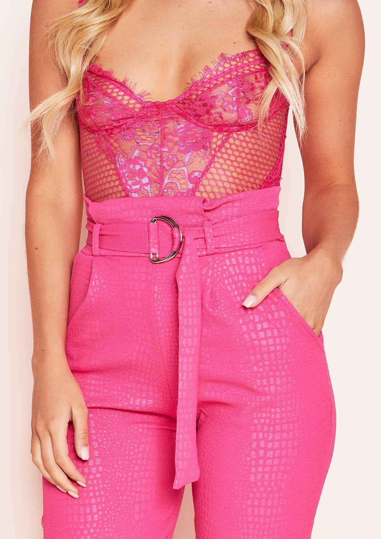 Jade Pink Snake Print Belted Skinny Trousers sold by Missy Empire product image thumbnail 5