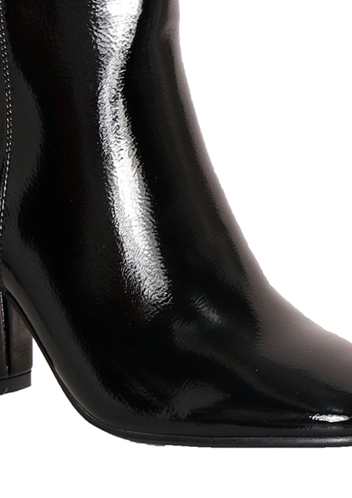 Rowena Black Patent Block Heeled Boots sold by Missy Empire product image thumbnail 4