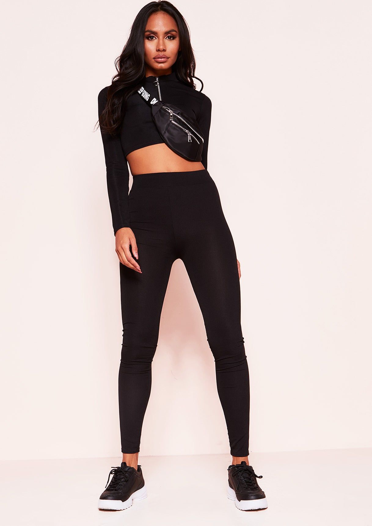 Nyla Black Zip Up Crop Top sold by Missy Empire product image thumbnail 2