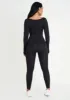 Amelia Black Seamless Long Sleeve Plunge Jumpsuit sold by Missy Empire