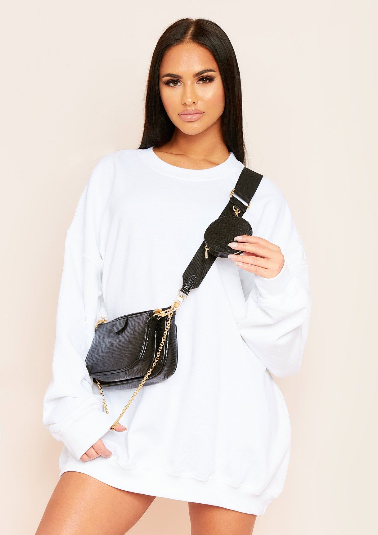 Chantel Black Trio Chain Cross Body Bag sold by Missy Empire product image thumbnail 2