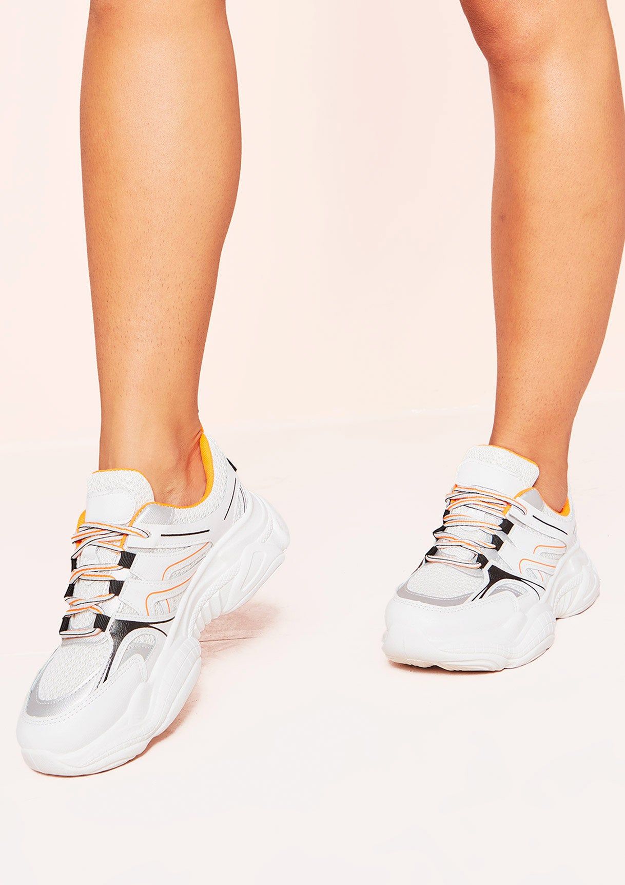 Willa White Orange Panel Chunky Trainers sold by Missy Empire product image thumbnail 2