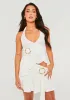 Eryn Cream Textured Ring Asymmetric Halterneck Top sold by Missy Empire