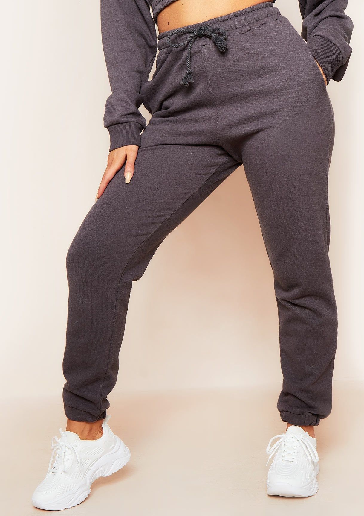 Angela Charcoal Elasticated Hem Drawstring Joggers sold by Missy Empire product image thumbnail 2